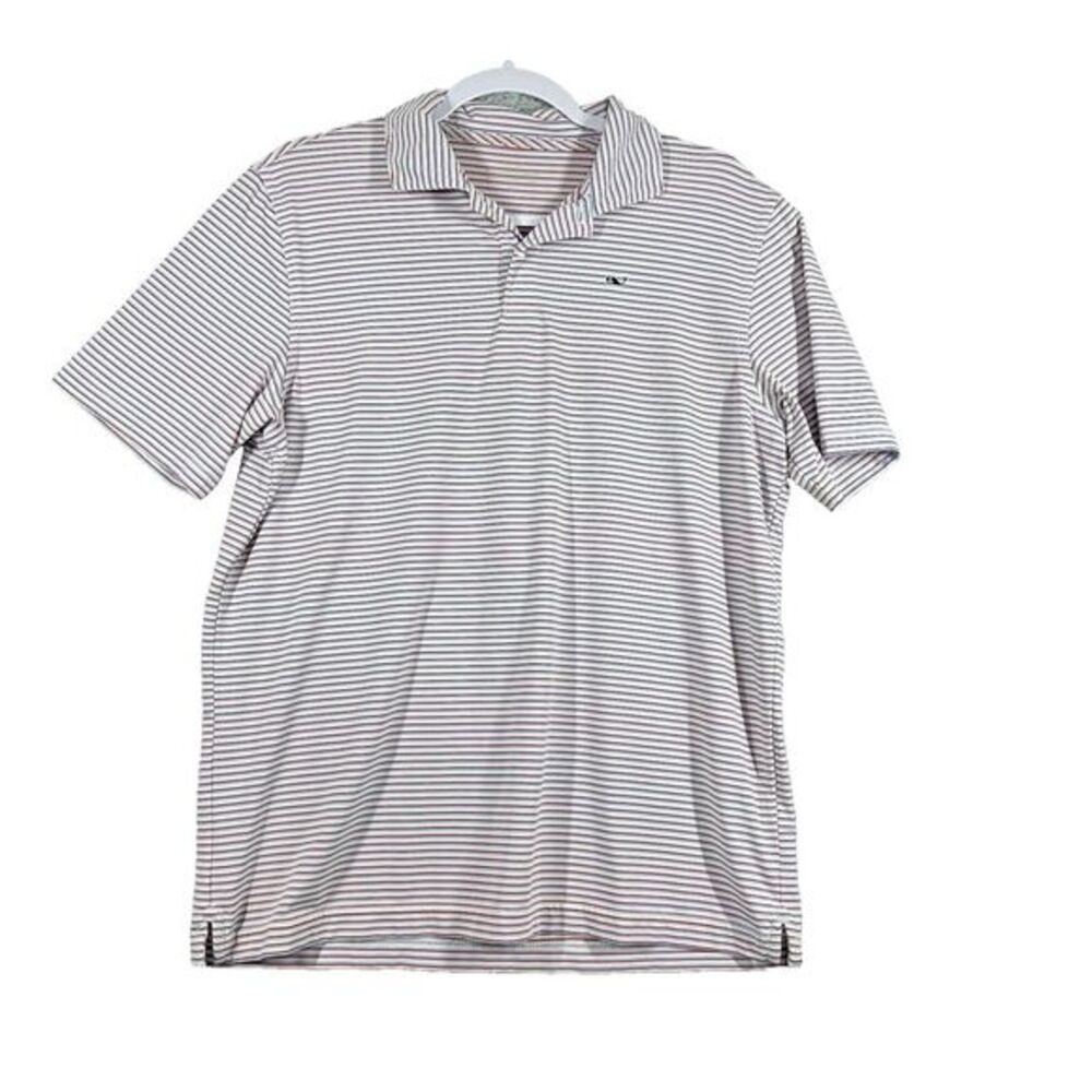 Vineyard Vines Performance Golf‎ Polo Shirt Men's XL Blue Red Striped Stretch
